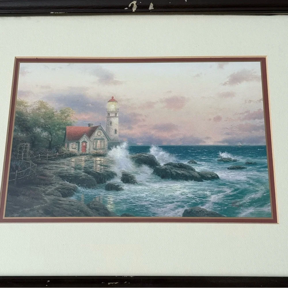 Beacon of Hope by Thomas Kinkade Ocean Lighthouse Framed Picture